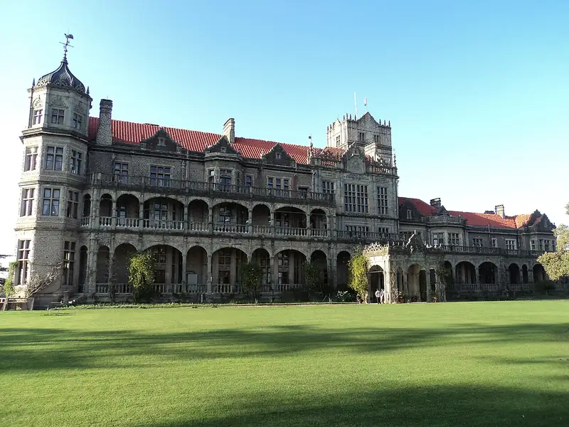 The grand Viceregal Lodge with manicured lawns, Shimla