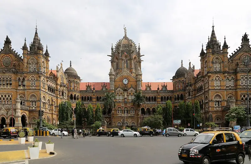 The Victorian-Gothic facade of Chhatrapati Shivaji Maharaj Terminus, Mumbai