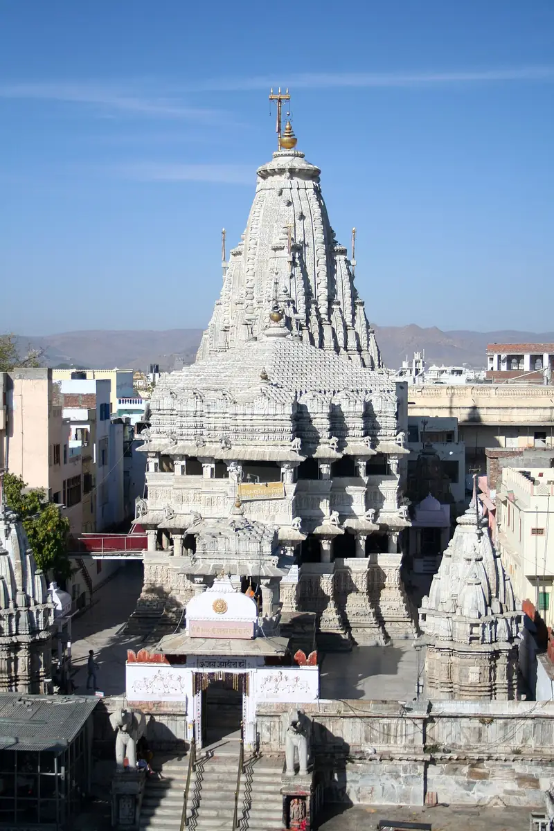 The intricately carved spire of Jagdish Temple, Udaipur
